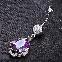 Brass Cubic Zirconia Navel Ring&nbsp;AJEW-EE0004-49C