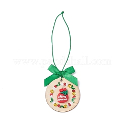 Christmas Wreath Wood Pendant Decoration&nbsp;HJEW-JM04282