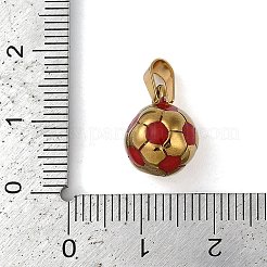 トレンディなネックレスの留め具 304 ステンレススチール フットボール/サッカーボールペンダント  ゴールドカラー  レッド  15x11mm  穴：3x6mm&nbsp;STAS-L012-B01G-03