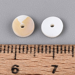 天然淡水シェルビーズ  ディスク  ヒシビーズ  貝殻色  6x1.5~2mm  穴：1~1.2mm&nbsp;BSHE-T014-43A