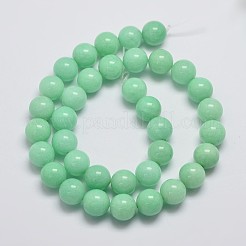 天然石マレーシアジェイドビーズ連売り  模造アマゾナイト  ラウンド  染め  アクアマリン  10mm  穴：1mm  約38個/連  15インチ&nbsp;G-A146-10mm-B06