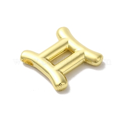 真鍮ビーズ  鉛フリー＆カドミウムフリー  長持ちメッキ  星座  双子座  21.5x22x4mm  穴：4x2mm&nbsp;KK-H478-24G-03