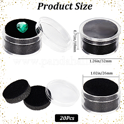 ラウンドジュエリー透明プラスチックルースダイヤモンド収納ボックス  内部のスポンジ  ブラック  3.2x1.8cm  内径：2.6のCM&nbsp;CON-WH20003-01A-01