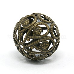 混合鉄細工の中空丸ビーズ  フィリグリーボール  ニッケルフリー  アンティークブロンズ  6~16mm  穴：1mm  約170個/100g&nbsp;IFIN-X0008-AB-NF