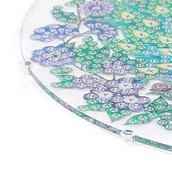 羽のペンダントキットが付いている編まれた網/ウェブをぶら下げているdiyのダイヤモンドの絵画  アクリル板入り  ペン  トレイ  鐘とランダムな色の羽  家の装飾のための風鈴工芸品  ピーコック模様  400x146mm&nbsp;DIY-I084-17