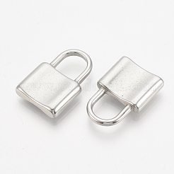 変色しにくい304ステンレススチールペンダント  南京錠  ステンレス鋼色  22x15x4mm  穴：8x8mm&nbsp;STAS-T037-04