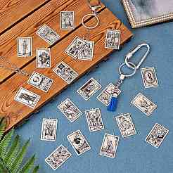 22 個ステンレス鋼のペンダントタロットジュエリー切断ペンダント diy ネックレスアクセサリー  銀  40x24mm  穴：2mm&nbsp;JX559A