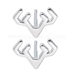 女性用スターリングシルバースタッドピアス925個  鹿  プラチナ  7x10mm&nbsp;EJEW-K303-03P