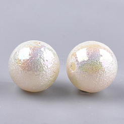 アクリルパール調ビーズ  ABカラー  ラウンド  貝殻色  14x13.5mm  穴：2mm&nbsp;X-OACR-S024-15-14mm