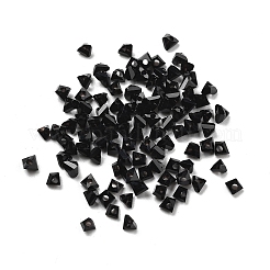 ガラスビーズ100個1セット  三角ビーズ  ダイヤモンドビーズ 透明の尖ったビーズ  ブラック  3x3x2mm  穴：0.8mm  約100個/セット&nbsp;GLAA-D300-02I