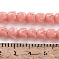 合成珊瑚の花のバラのビーズ連売り  染め  ライトコーラル  7x6.5mm  穴：1mm  約50個/連  12.40''（31.5センチメートル）&nbsp;CORA-U001-01A-02