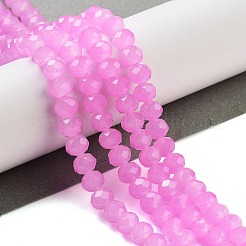 焼き絵用塗料、模造翡翠ガラスビーズの連  ファセットロンデル  パールピンク  6x5mm  穴：1.2mm  約80~85個/連  38~40cm&nbsp;DGLA-A034-J6MM-A49