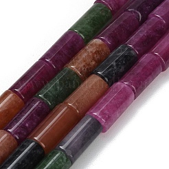 天然の天然翡翠ビーズ連売りを染めた  コラム  ミックスカラー  16x8.5mm  穴：1.5mm  約23個/連  14.96インチ（38cm）&nbsp;G-C285-B01-01C