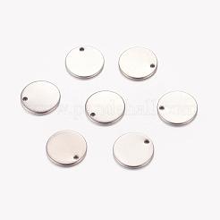 変色防止 304 ステンレススチール 刻印入り ブランクタグペンダント  フラットラウンド  13x0.8~1mm  穴：1.4mm&nbsp;X-STAS-G024-1