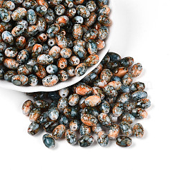 ガラスシードビーズ  オーバル  ツートン  ライトサーモン  9~9.5x6~6.5mm  穴：1.3~1.5mm  約1058個/ポンド&nbsp;SEED-T009-02F