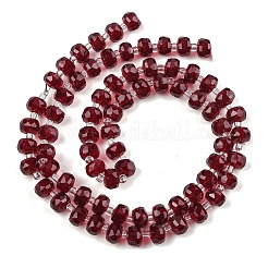 透明ガラスビーズ連売り  ロンデル  多面カット  暗赤色  5.5x4mm  穴：1.2mm  約99~103個/連  56~63cm&nbsp;X-GLAA-P076-01A-04
