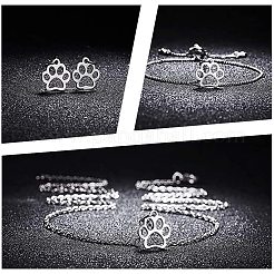 304ステンレススチールチャーム  犬の足跡  ステンレス鋼色  12.9x11.8x1mm  穴：1.5mm  20個/箱&nbsp;STAS-UN0001-15P