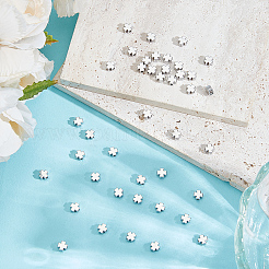 真鍮ビーズ60個  クローバー  ニッケルフリー  プラチナメッキ  5x5x2.5mm  穴：1.5mm&nbsp;KK-ME0001-94P