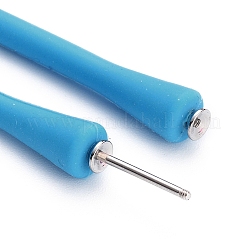 シリコンコードブレスレット  304ステンレススチールのネジ留め具付き  ディープスカイブルー  6-7/8インチ（17.5cm）  4~6mm&nbsp;BJEW-F409-01
