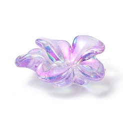 UV Plating Rainbow Iridescent Acrylic Imitation Shell Bead Caps&nbsp;MACR-D073-01