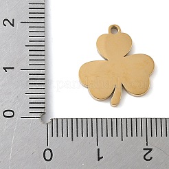 304ステンレススチールエナメルペンダント  手動研磨  グリッターパウダー付き  18KGP本金メッキ  クローバー  17x16.5x1.5mm  穴：1.5mm&nbsp;LS-STAS-K312-02A-G