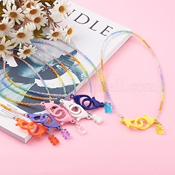Rainbow Personalized Electroplate Glass Beaded Necklaces&nbsp;NJEW-JN03410
