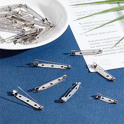 100個 4スタイル 鉄製安全ピン ブローチ金具  プラチナ  20~35x5~6x5~6mm  ピン：0.8mm  25個/スタイル&nbsp;IFIN-LP0001-11