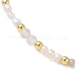 Natural Rhodonite & Rose Quartz & Ruby & Cultured Freshwater Pearl Beaded Stretch Bracelets for Women&nbsp;BJEW-JB13712