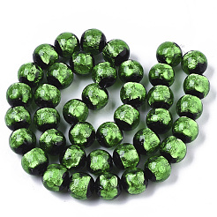 Handmade Silver Foil Lampwork Beads Strands&nbsp;FOIL-T003-002F