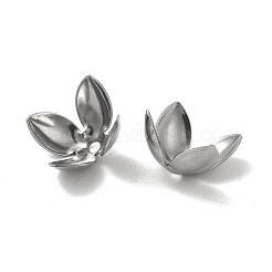 変色しない304ステンレススチールビーズキャップ  4--花びら  花  ステンレス鋼色  14.5x15x7.5mm  穴：1.6mm&nbsp;STAS-P319-32P-01