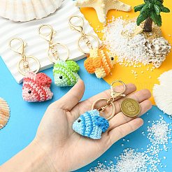 4Pcs 4 Styles Wool Weaving Tropical Fish Keychains&nbsp;ST-CJ0028-12