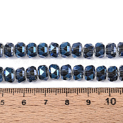 電気メッキガラスビーズセット  ロンデル  多面カット  ABメッキ  スチールブルー  7~8x4.5~5mm  穴：1.2~1.4mm  約79~81個/連  15.35~15.94''（39~40.5センチメートル）&nbsp;EGLA-T021-20E