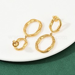 304 Stainless Steel Oval Dangle Stud Earrings&nbsp;EJEW-I319-02G