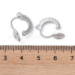 真鍮製、キュービックジルコニア付きカフイヤリング金具  カドミウムフリー＆ニッケルフリー＆鉛フリー  リング  プラチナ  18.5x14.5x7.5mm  穴：1.2mm&nbsp;KK-B087-14P