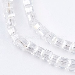 電気メッキガラスビーズセット  ABカラーメッキ  多面カット  キューブ  クリアAB  2~2.5x2~2.5x2~2.5mm  穴：0.5mm  約195~200個/連  16.9~17.5インチ（43~44.5cm）&nbsp;EGLA-F121-AB-A02