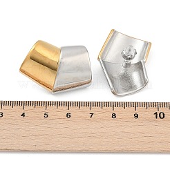 304ステンレススチールツートンスクエアスタッドピアス  18KGP本金メッキ  23.5x32.5mm&nbsp;EJEW-D306-06G