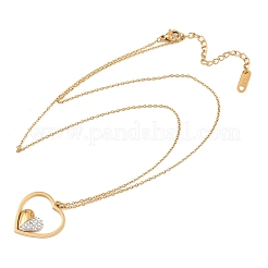 304 Stainless Steel with Polymer Clay Crystal Rhinestone Heart Pendant Necklaces for Women&nbsp;NJEW-A064-03G