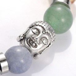仏頭の宝石ビーズのストレッチブレスレット  チベット風のビーズで  グリーンアベンチュリン  55mm&nbsp;BJEW-JB01862-02
