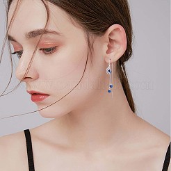 変色防止ロジウムメッキ スターリングシルバー 925 個 チェーンタッセル付き ピーコック ダングル イヤリング  レジンビーズロングドロップアメリカンチェーンピアス 女性用  プラチナ  74x10.5mm  ピン：0.8mm&nbsp;JE1047A