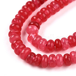染め加工天然石ホワイトジェイドビーズ連売り  ロンデル  レッド  4~5x2~3mm  穴：0.8mm  約142~150個/連  14.57~14.96''（37~38センチメートル）&nbsp;X-G-T139-57A-09