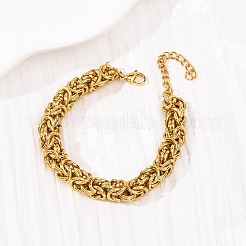 304 Stainless Steel Byzantine Chains Bracelets for Women&nbsp;BJEW-F536-13G
