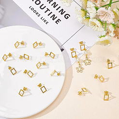 24Pair 2 Cards Hollow Rectangle 304 Stainless Steel Stud Earrings for Girl Women&nbsp;EJEW-BC0001-09