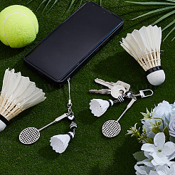 2Pcs 2 Styles Badminton & Racket Alloy & Resin & PVC Pendant Decorations&nbsp;AJEW-BM0001-19