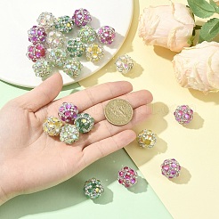 12Pcs 6 Colors Sparkling Acrylic Encrusted Round Beads&nbsp;CLAY-YW0002-65