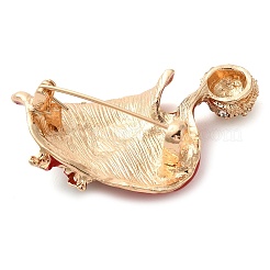 クリスマステーマのエナメルピン  バックパックの服のための金合金ラインストーンブローチ  クリスタル  28x46mm&nbsp;JEWB-U007-03A