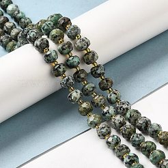 天然アフリカンターコイズ（ジャスパー）ビーズ連売り  シードビーズで  ファセットロンデル  7~8x5~6mm  穴：1mm  約45~46個/連  14.57''~14.96''（37~38センチメートル）&nbsp;G-P508-A06-01