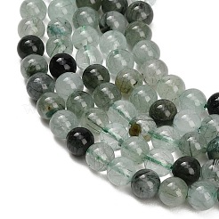 天然石グリーンルチルクォーツビーズ連売り  スムーズなラウンド  6mm  穴：1mm  約63個/連  15.75''（40センチメートル）&nbsp;GG-CBAC678-A01-6mm