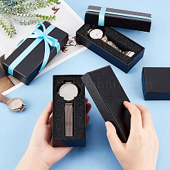 厚紙ウォッチボックス  内部のスポンジ  長方形  ブラック  14.5x6.5x3.2cm  内径：13.9x5.9x2.6のCM&nbsp;CBOX-WH0009-02