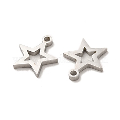変色しない304ステンレススチールチャーム  中空スター  ステンレス鋼色  12x11x1.4mm  穴：1.4mm&nbsp;X-STAS-M089-57P