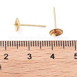 304ステンレススチールポストスタッドピアスセッティング、片穴ビーズ用  24KGP本金メッキ  13.5x6mm  トレイ：5.5mm  ピン：0.8mm&nbsp;STAS-H558-06G